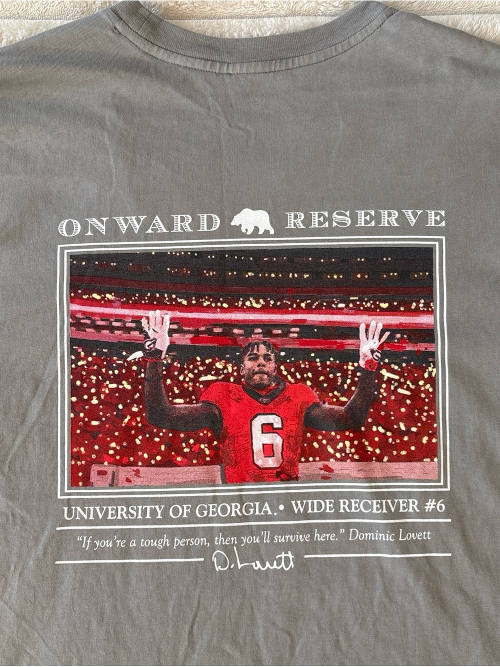 Onward Reserve Dominic Lovett Georgia Bulldogs UGA WR #6 Graphic Tshirt Large